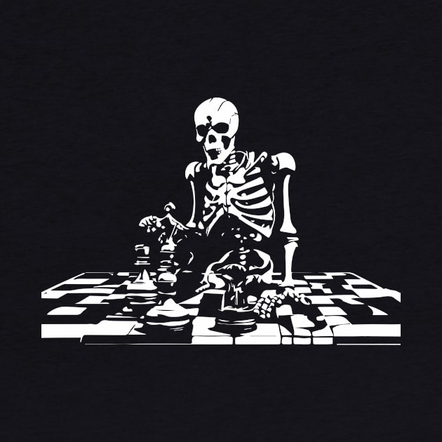 skeleton playing chess by lkn